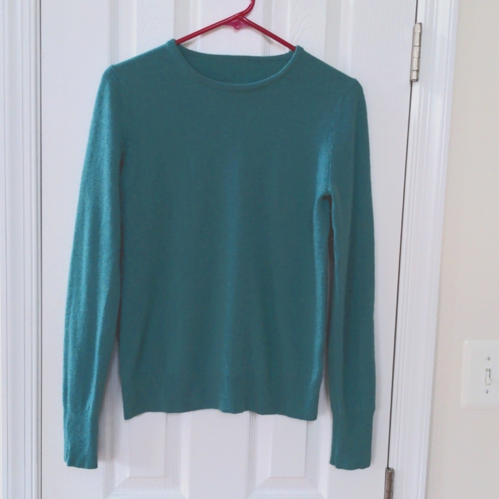 Uniqlo Women's Crew Neck Sweater - Teal 100% cashmere